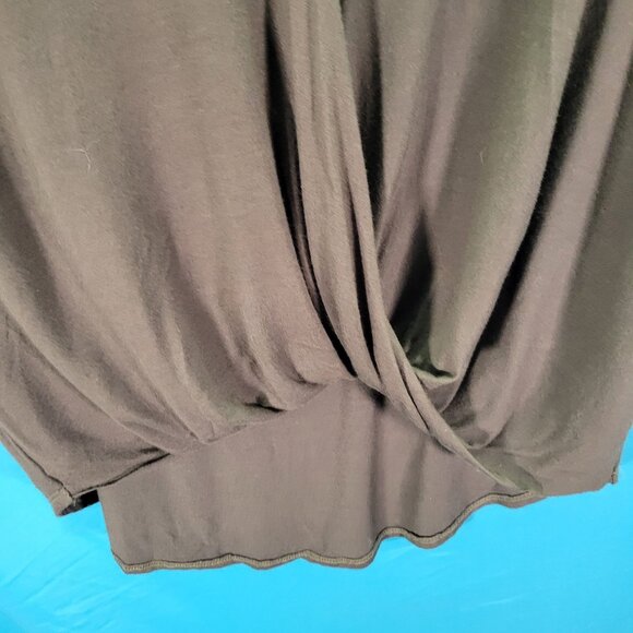 A.Ok Coevolution Womens Olive Green Twist Front V-Neck Short Sleeve Top Size L - Picture 5 of 10